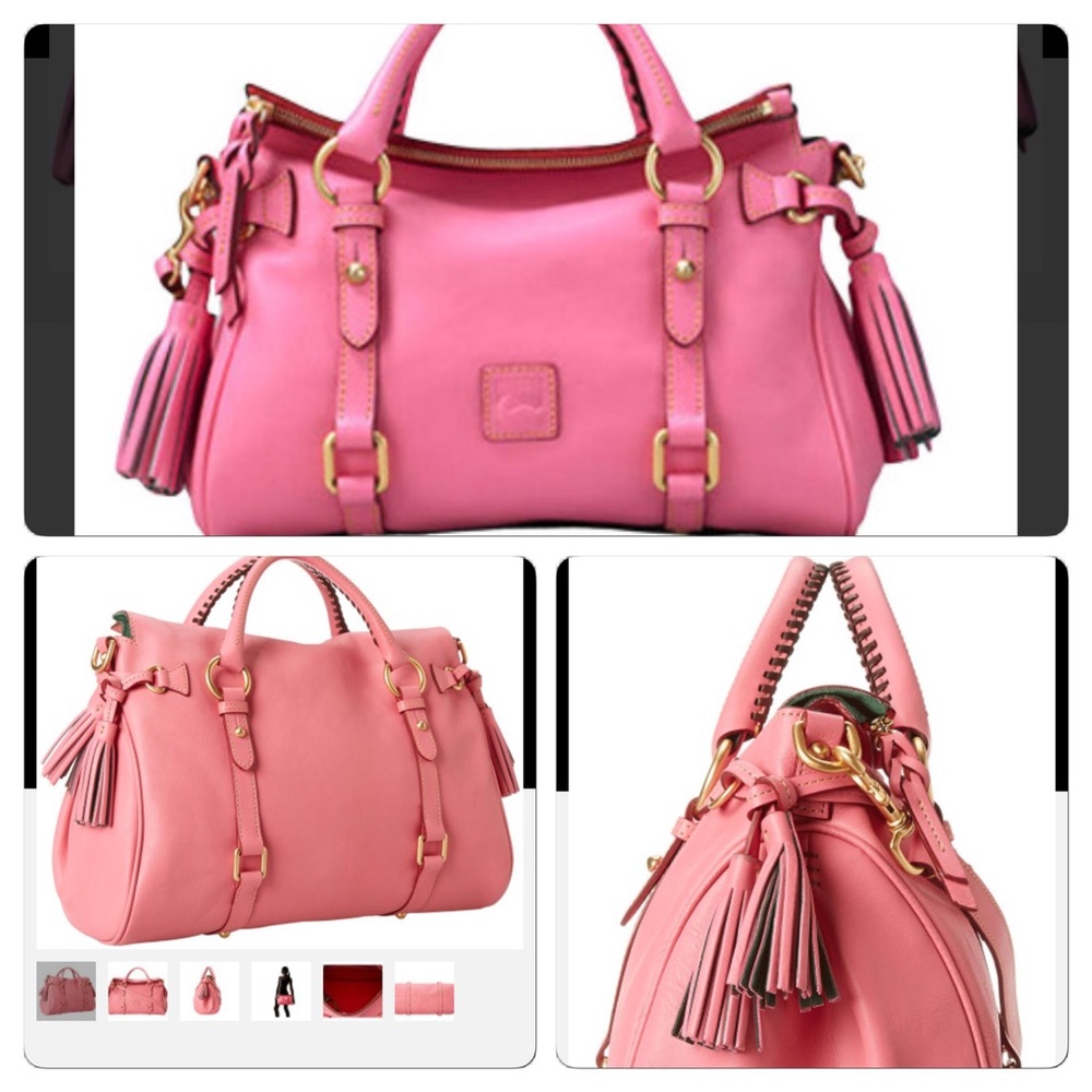 Large pink florentine vacchetta crossbody satchel